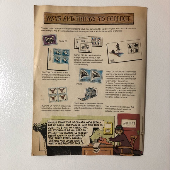 VTG 70s Stamps Canada Post Magazine Kid Publication Beaver Phil Ately Philately - Picture 7 of 10